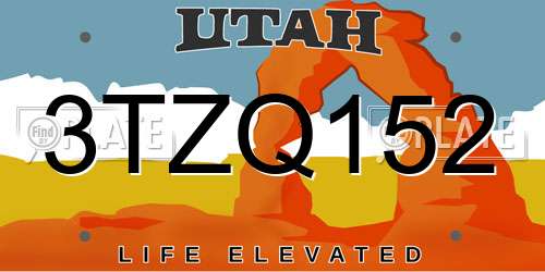 3TZQ152 Utah License Plate