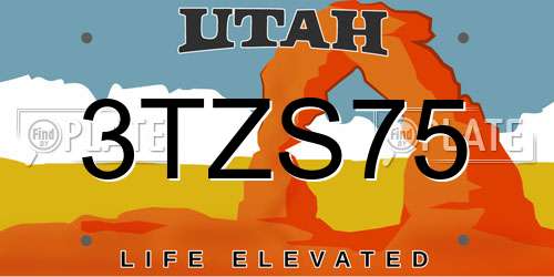 3TZS75 Utah License Plate