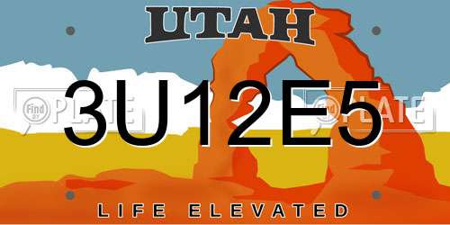 3U12E5 Utah License Plate