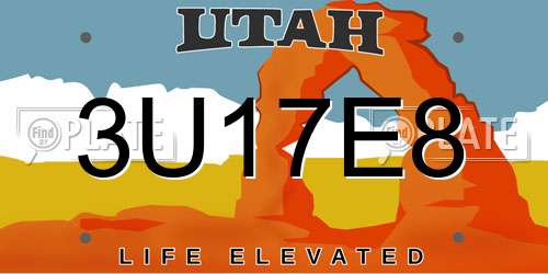 3U17E8 Utah License Plate