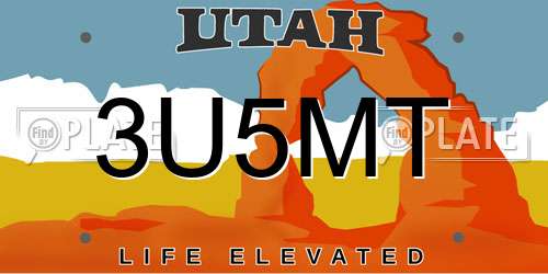 3U5MT Utah License Plate