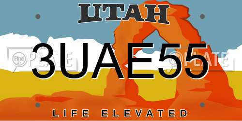 3UAE55 Utah License Plate