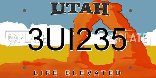 3UI235 Utah License Plate