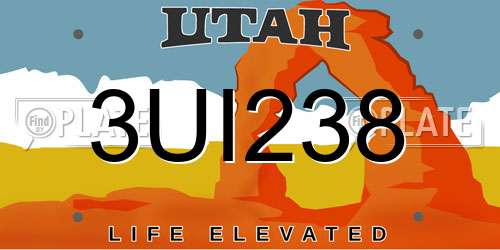 3UI238 Utah License Plate