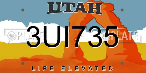 3UI735 Utah License Plate