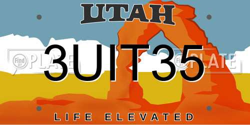 3UIT35 Utah License Plate