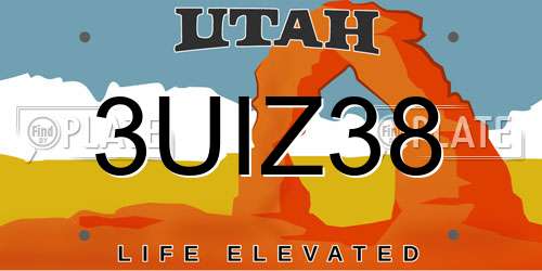 3UIZ38 Utah License Plate
