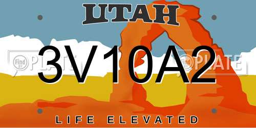 3V10A2 Utah License Plate
