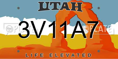 3V11A7 Utah License Plate