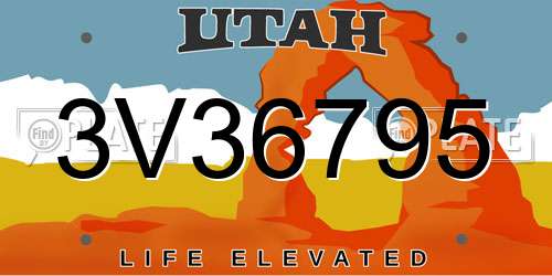 3V36795 Utah License Plate