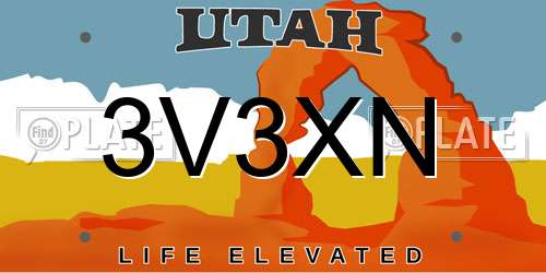 3V3XN Utah License Plate