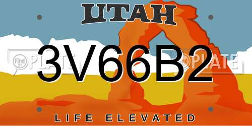 3V66B2 Utah License Plate