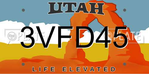 3VFD45 Utah License Plate