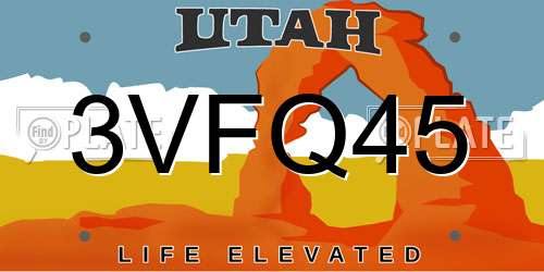 3VFQ45 Utah License Plate