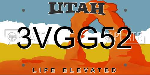 3VGG52 Utah License Plate
