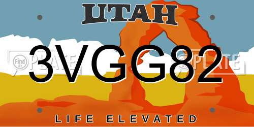3VGG82 Utah License Plate