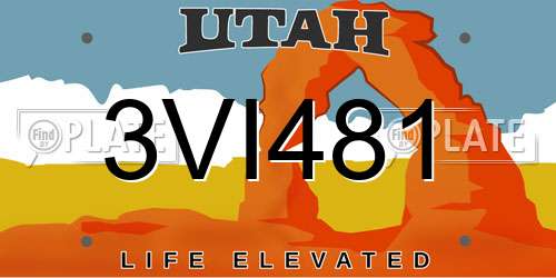 3VI481 Utah License Plate