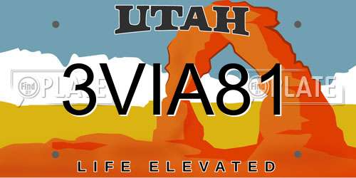 3VIA81 Utah License Plate
