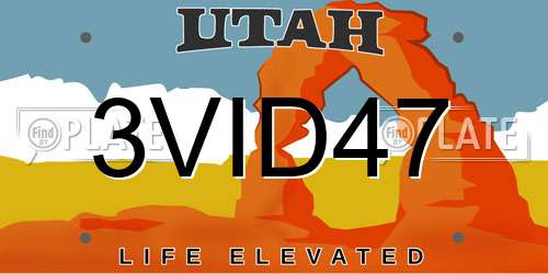 3VID47 Utah License Plate
