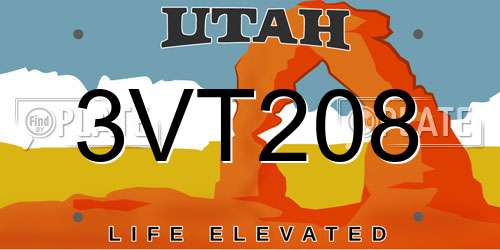 3VT208 Utah License Plate