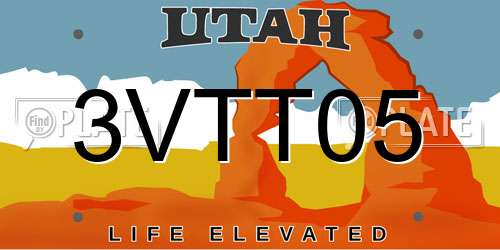3VTT05 Utah License Plate