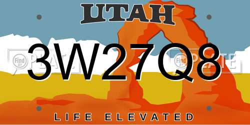 3W27Q8 Utah License Plate