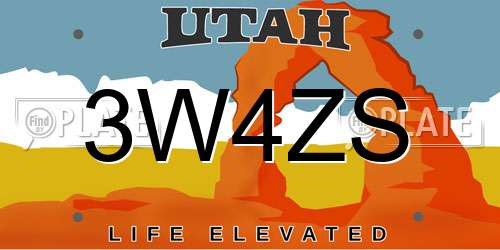 3W4ZS Utah License Plate