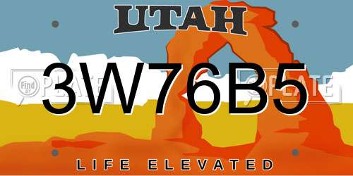 3W76B5 Utah License Plate