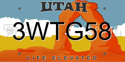 3WTG58 Utah License Plate