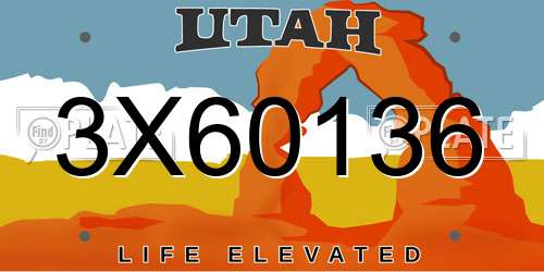 3X60136 Utah License Plate