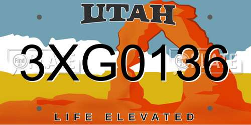 3XG0136 Utah License Plate