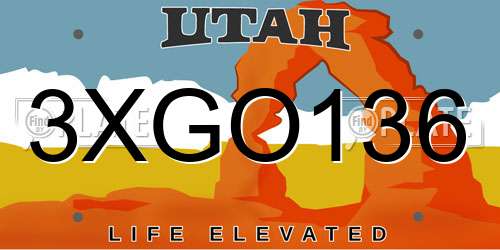 3XGO136 Utah License Plate
