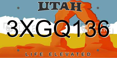 3XGQ136 Utah License Plate