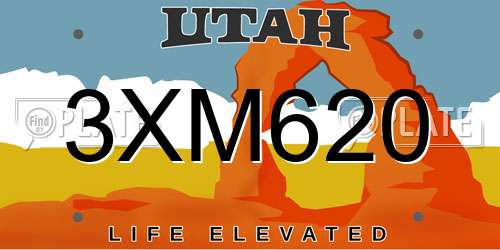 3XM620 Utah License Plate