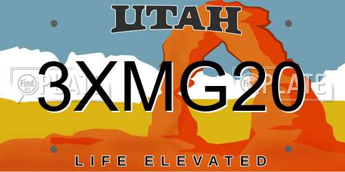 3XMG20 Utah License Plate