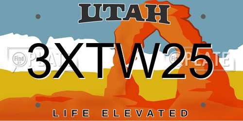 3XTW25 Utah License Plate