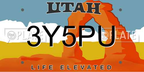 3Y5PU Utah License Plate