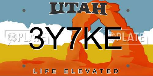 3Y7KE Utah License Plate