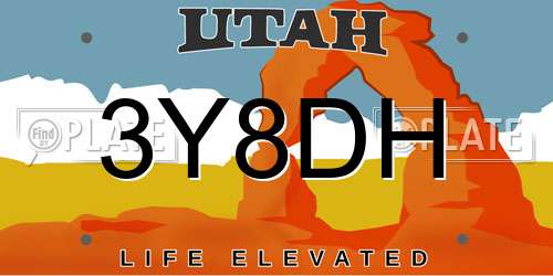 3Y8DH Utah License Plate