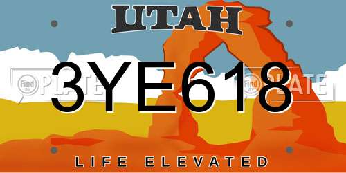 3YE618 Utah License Plate