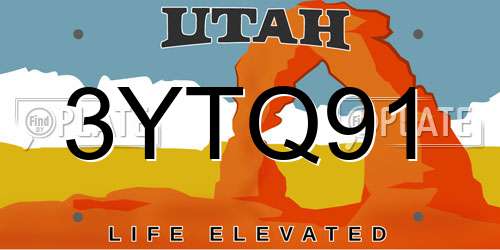 3YTQ91 Utah License Plate