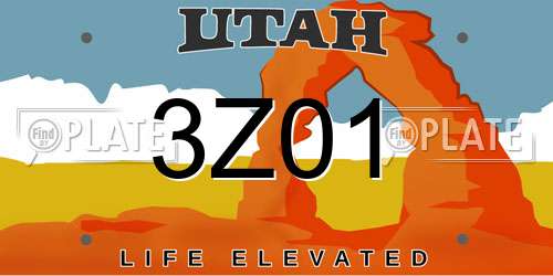 3Z01 Utah License Plate