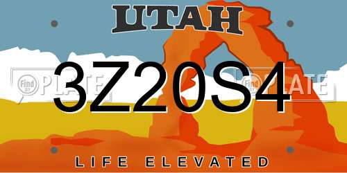 3Z20S4 Utah License Plate
