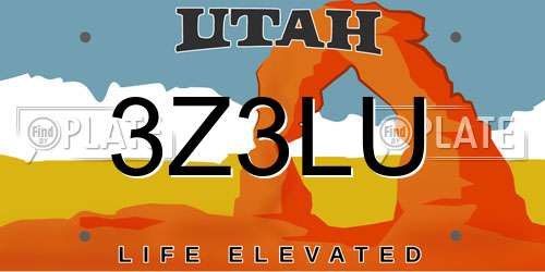 3Z3LU Utah License Plate
