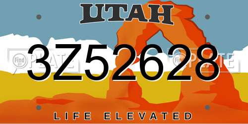 3Z52628 Utah License Plate
