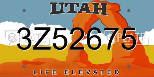 3Z52675 Utah License Plate