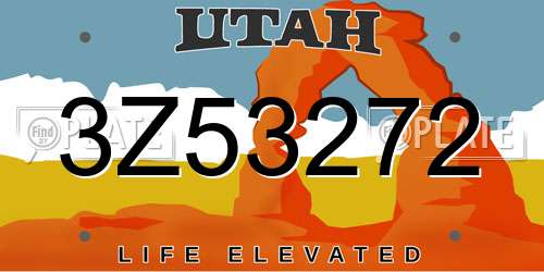 3Z53272 Utah License Plate