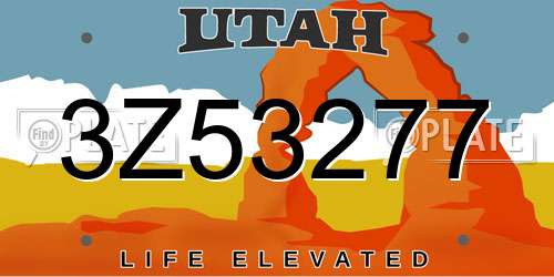 3Z53277 Utah License Plate