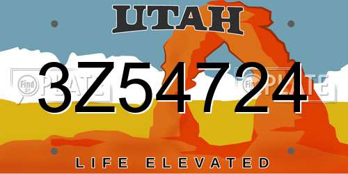 3Z54724 Utah License Plate