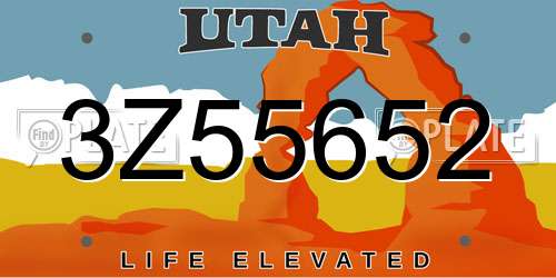 3Z55652 Utah License Plate